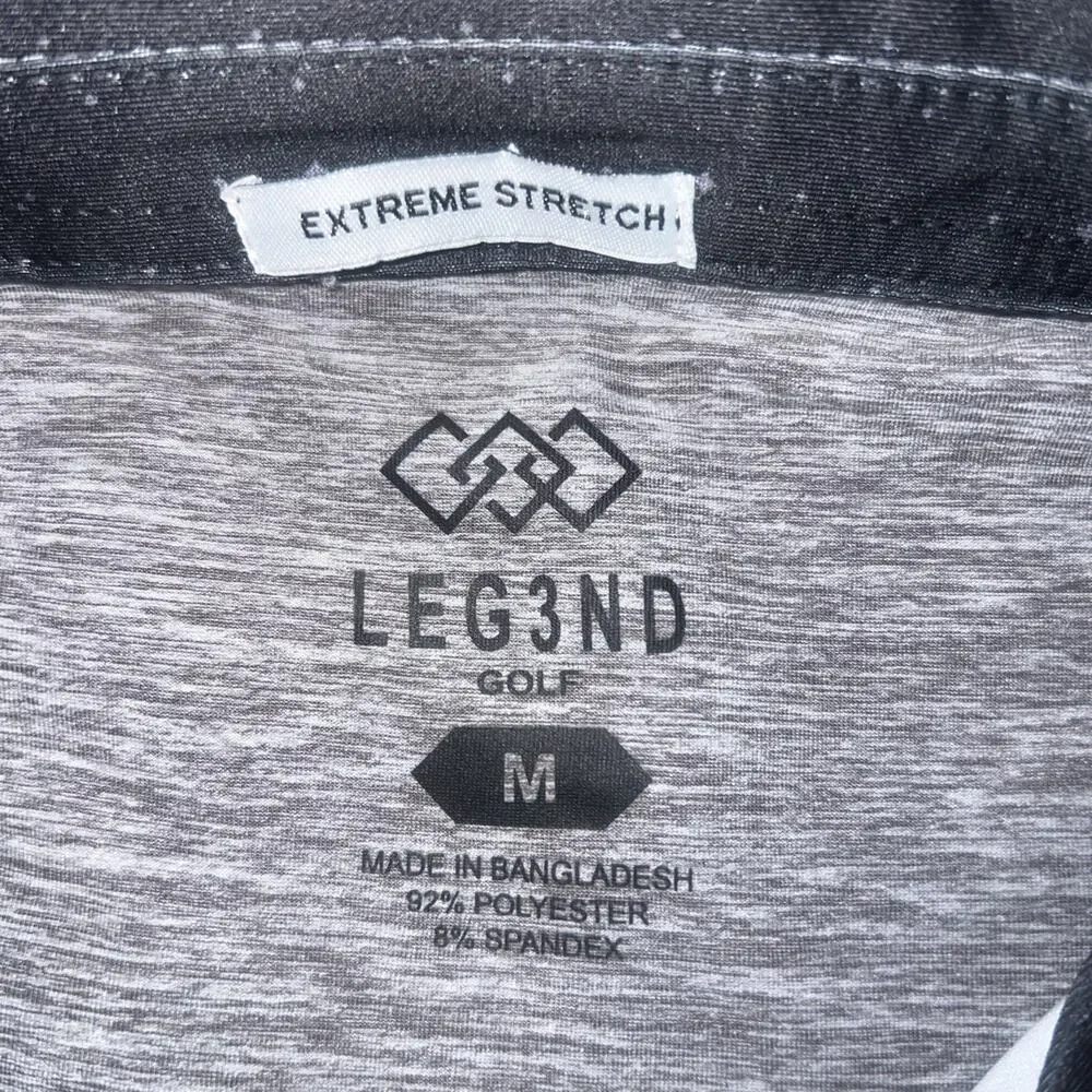 LEG3ND Golf Polo Shirt Mens Medium Black White Print Stretch Performance NWT - Picture 3 of 5